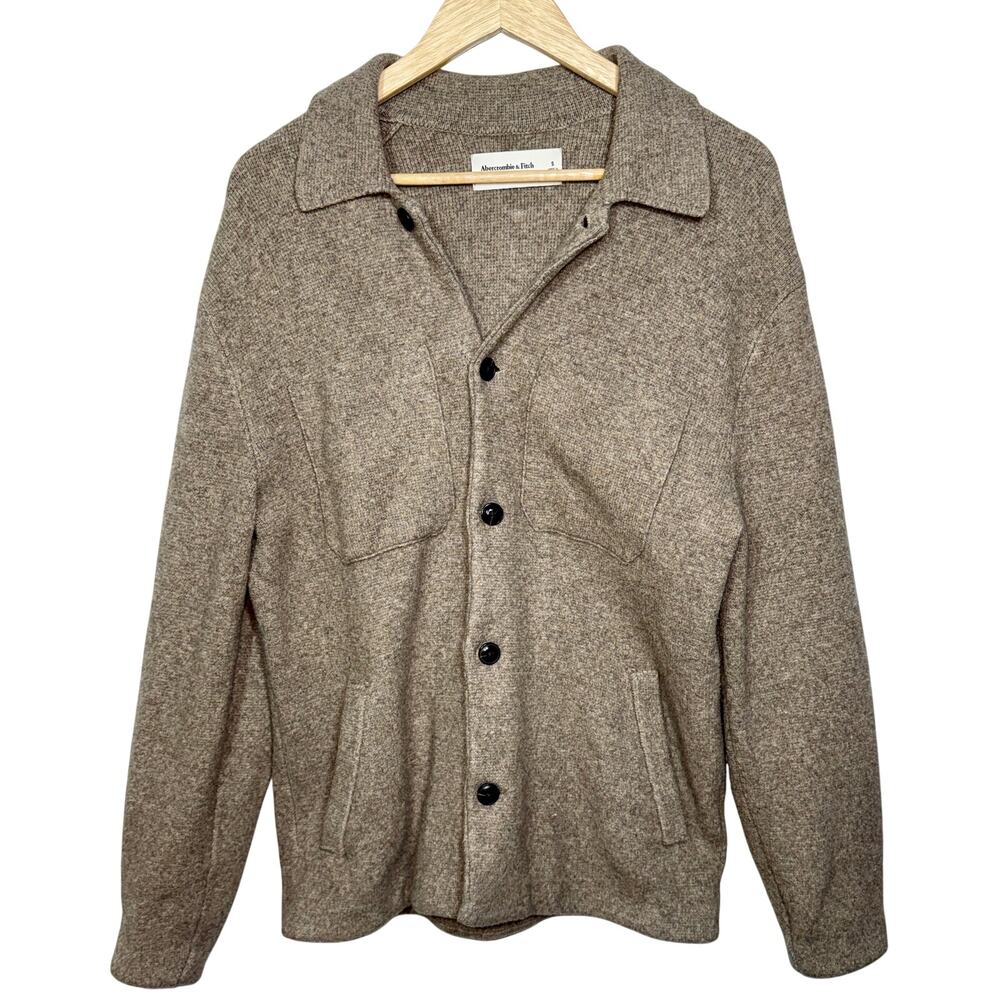 Abercrombie & Fitch Soft AF Sweater Tan Knit Cardigan Sweater Jacket Mens Size S